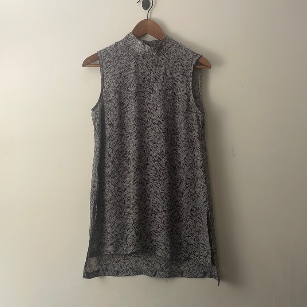Prologue Gray Sheer Slit Tunic Sleeveless Tank Sz Small